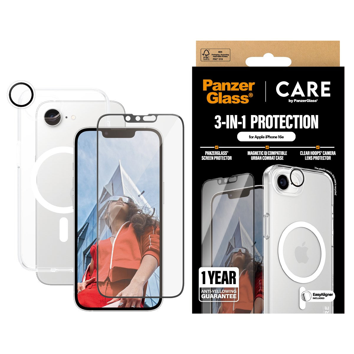 CARE by PanzerGlass® Flagship 3-in-1 Pakke iPhone 16e